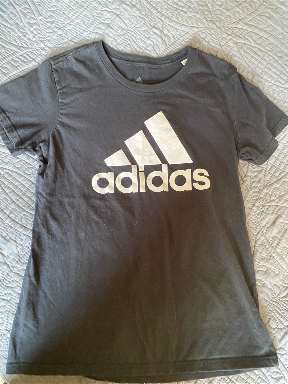 adidas Black Short Sleeve Tee with White Logo